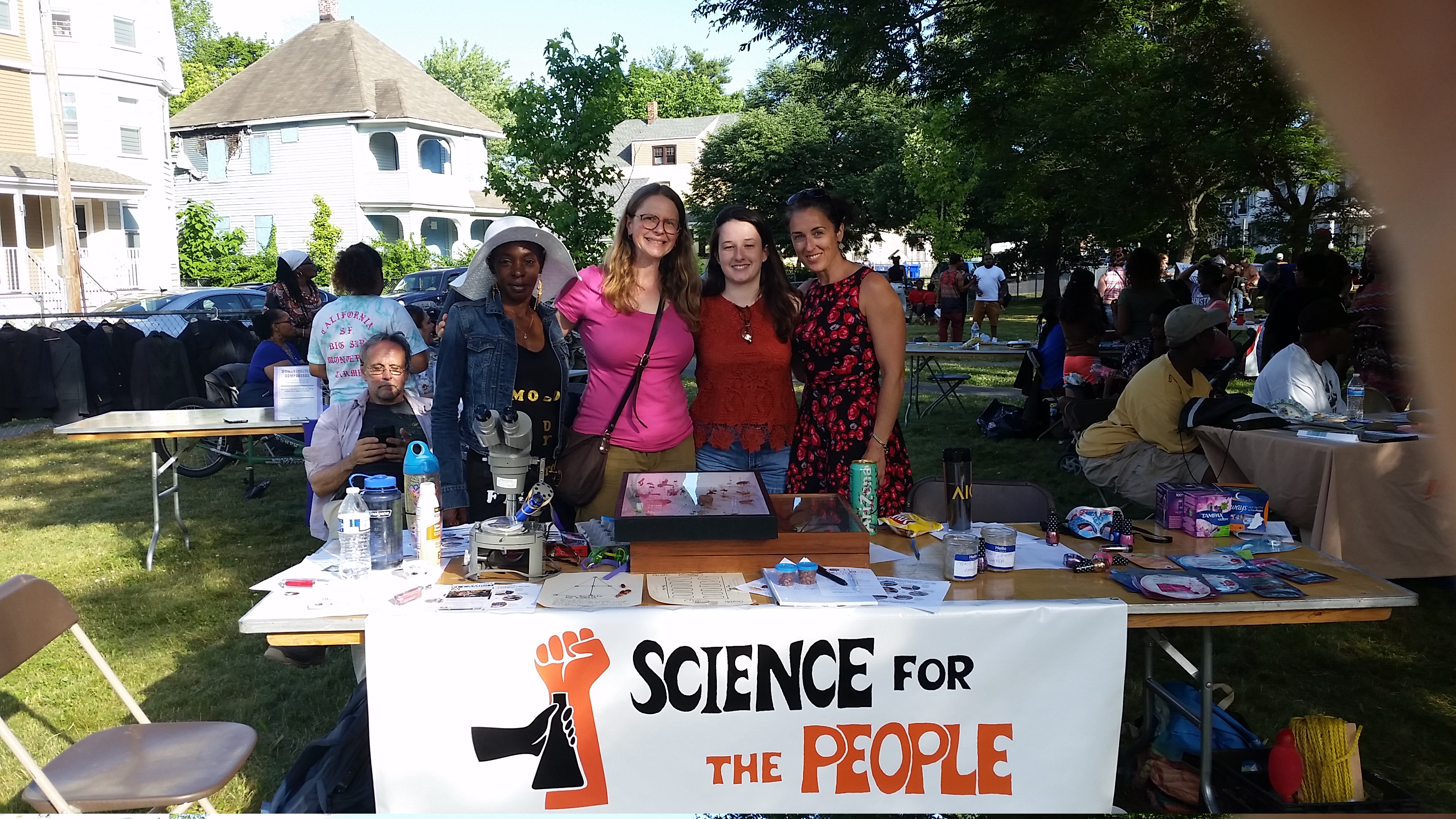 Members of Western Mass Science for the People in Hennessey Park (Springfield, Massachusetts) participate alongside Arise for Social Justice in a Juneteenth Celebration